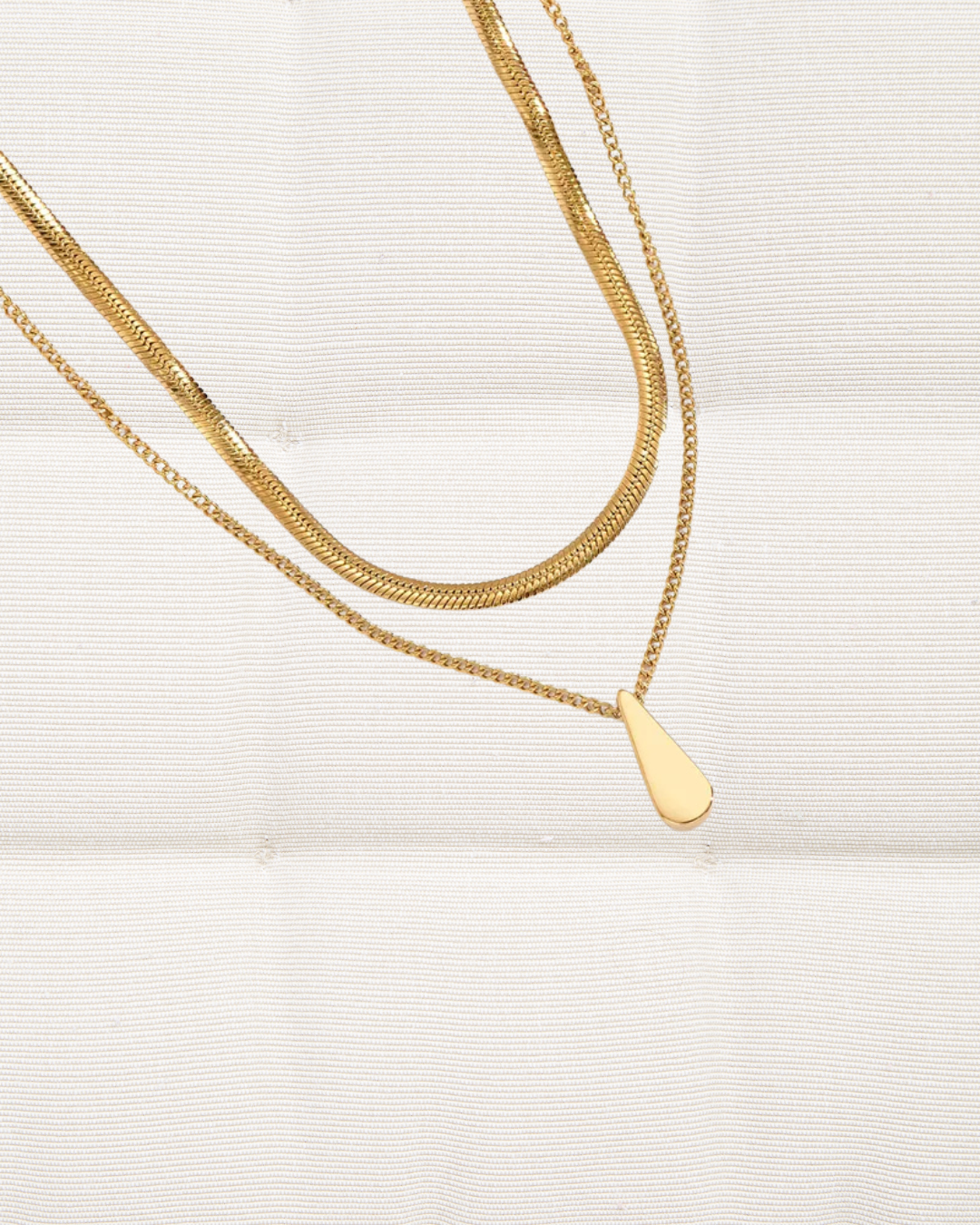 Herringbone and Drop Necklace