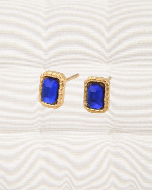 Dark Blue Rectangle Earrings