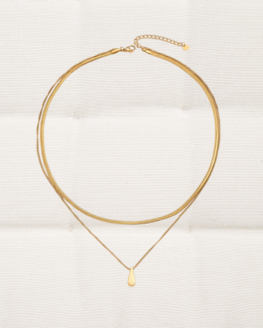 Herringbone and Drop Necklace