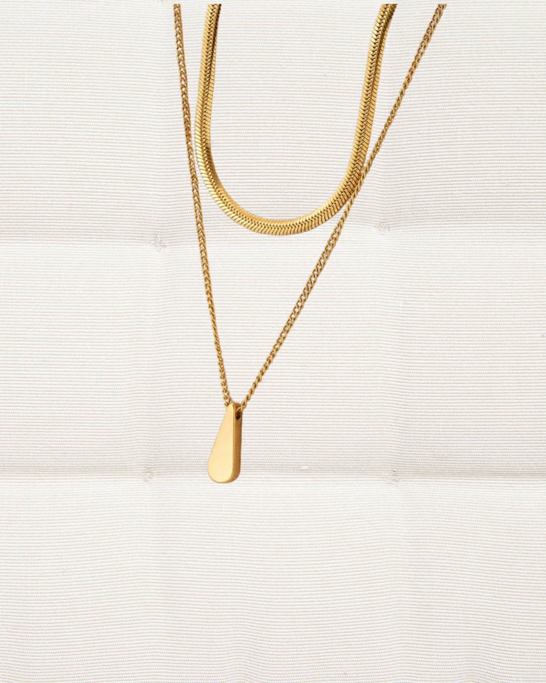 Herringbone and Drop Necklace